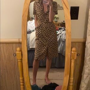 A New Day Leopard Midi Belted Dress